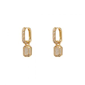 Luv AJ Faceted Diamond Huggies- Gold