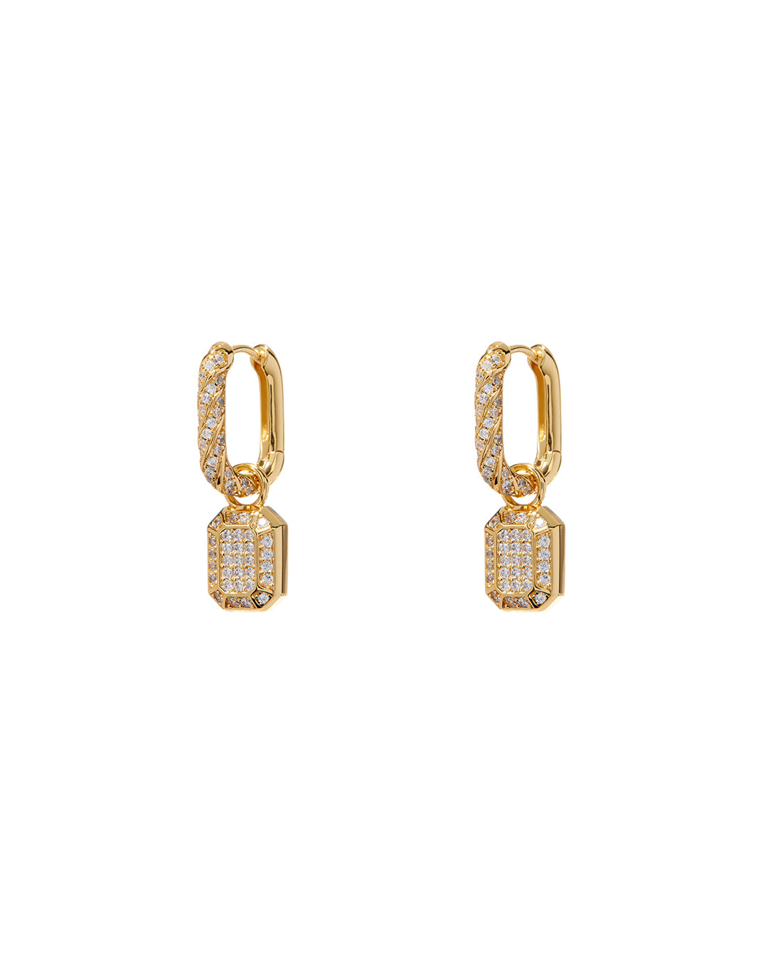 Luv AJ Faceted Diamond Huggies- Gold