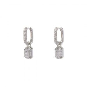Luv AJ Faceted Diamond Huggies- Silver