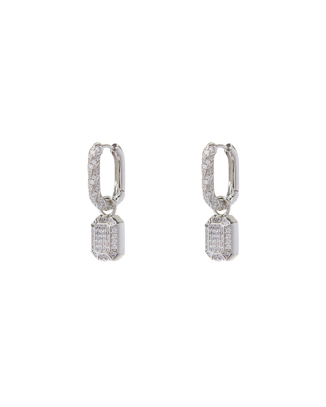 Luv AJ Faceted Diamond Huggies- Silver