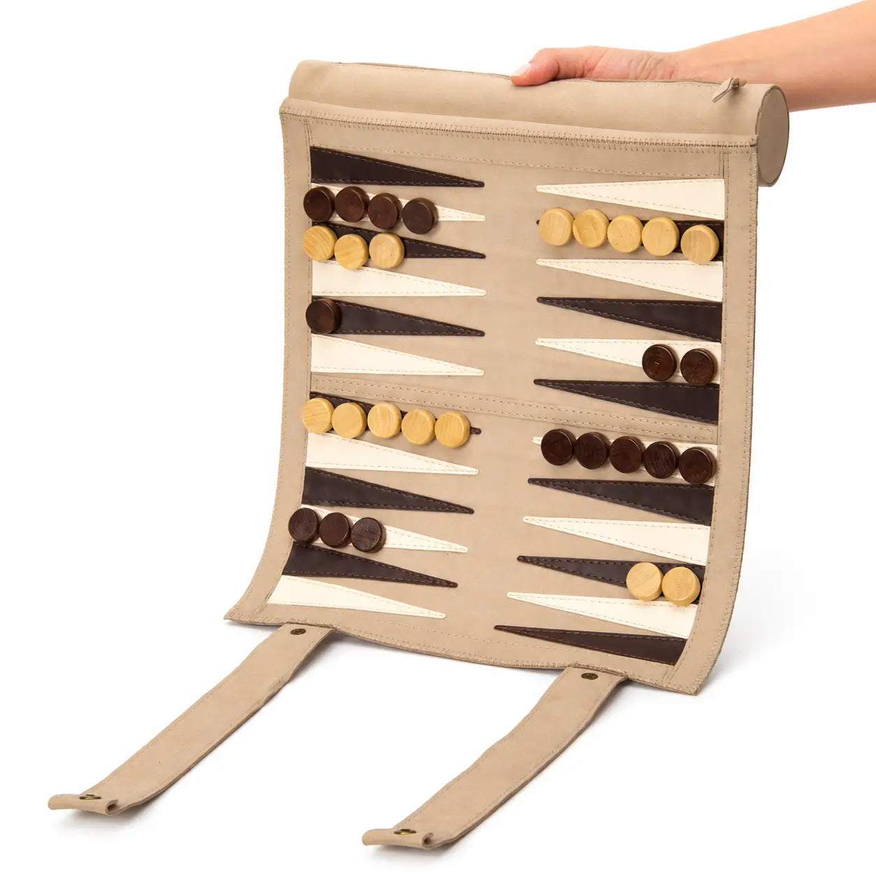 Woodronic WA-5113 | 16 Inch Roll-up Combo Game Set – Chess, Backgammon & Checkers with Solid Wood Pi