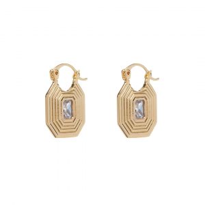 Luv AJ Ridged Pyramid Pendant Earrings- Gold