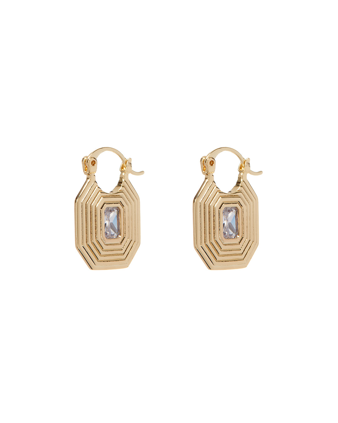 Luv AJ Ridged Pyramid Pendant Earrings- Gold