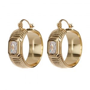 Luv AJ Ridged Pyramid Hoops- Gold
