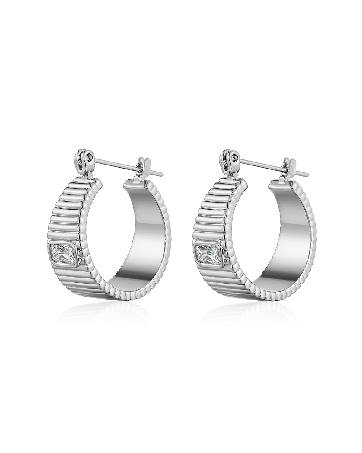 Luv AJ The Francois Ridged Hoops- Silver