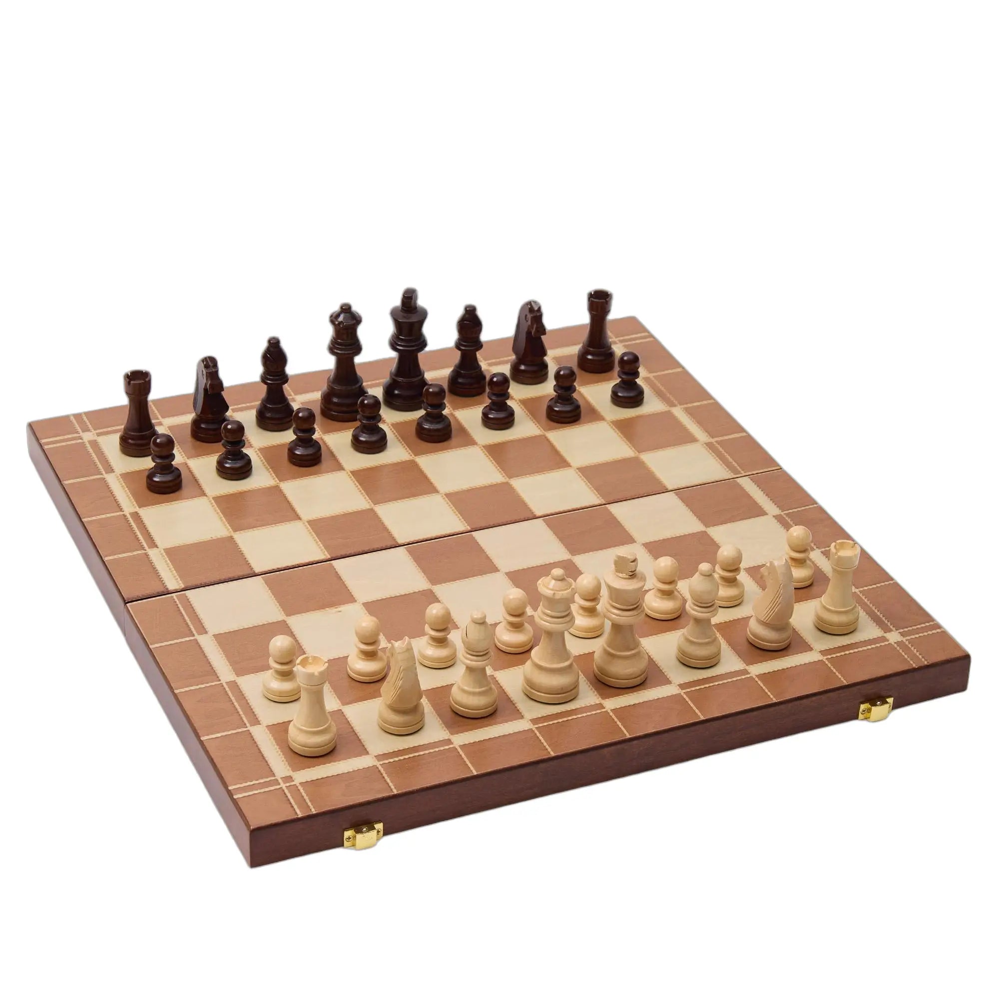 Woodronic WA-5080 | 16 Inch Folded Wooden Combo Game Set – Chess, Backgammon & Checkers with Solid W