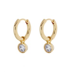 Luv AJ Bezel Charm Huggies- Gold
