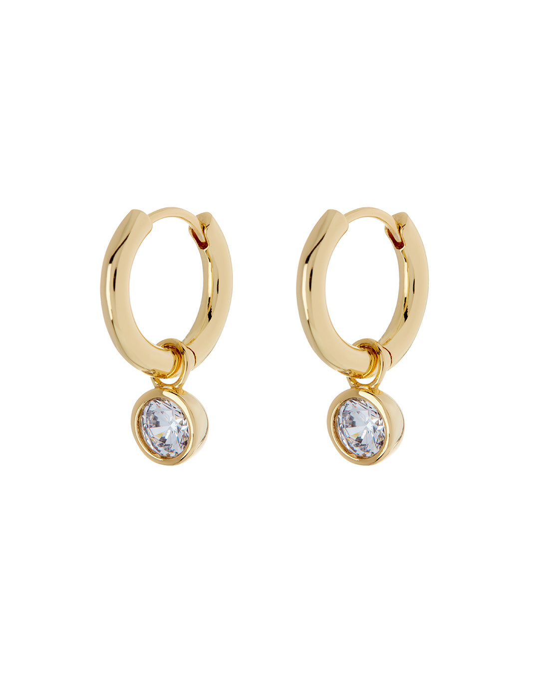 Luv AJ Bezel Charm Huggies- Gold