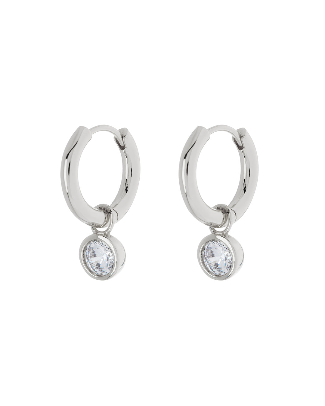 Luv AJ Bezel Charm Huggies- Silver