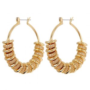 Luv AJ Pave Washer Hoops- Gold