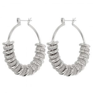 Luv AJ Pave Washer Hoops- Silver