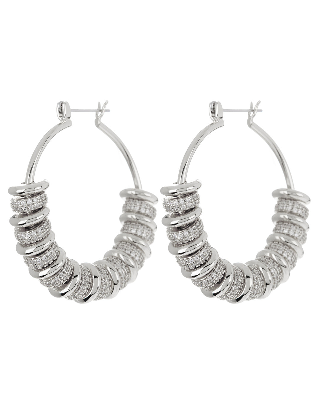 Luv AJ Pave Washer Hoops- Silver