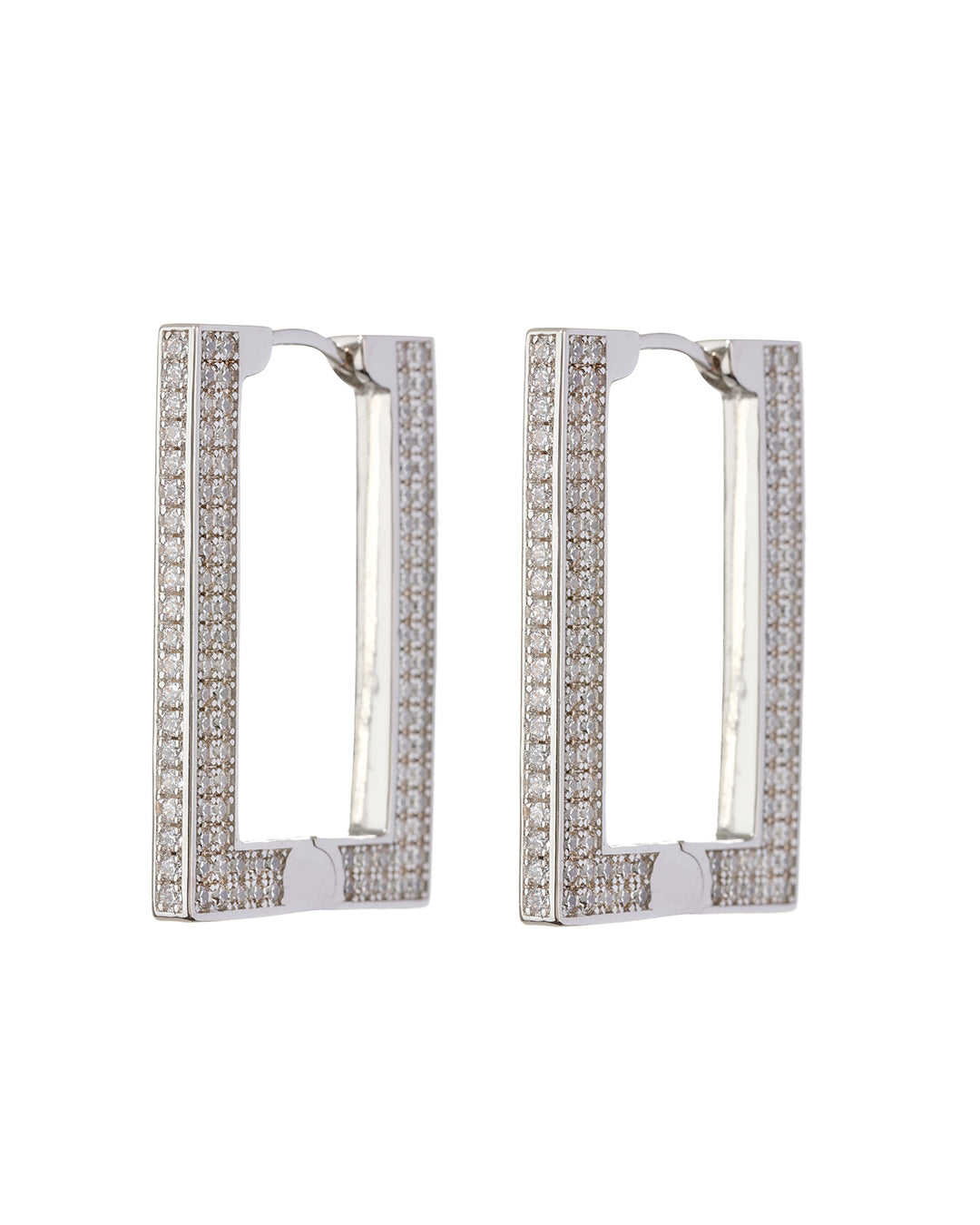 Luv AJ Pave Boxer Hoops- Silver