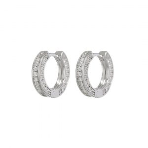 Luv AJ Pave Mini Coco Hinge Hoops- Silver