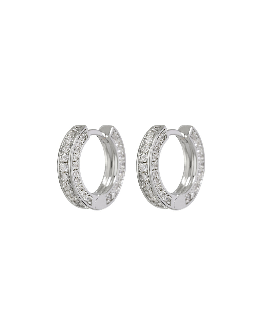 Luv AJ Pave Mini Coco Hinge Hoops- Silver
