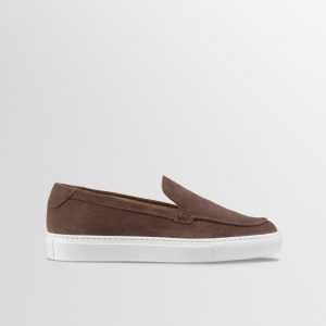 Koio Lido Suede Loafer in Walnut