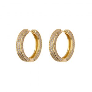 Luv AJ Pave Coco Hinge Hoops- Gold