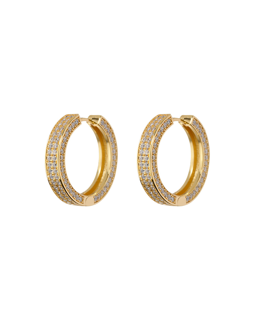 Luv AJ Pave Coco Hinge Hoops- Gold