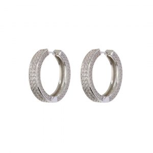 Luv AJ Pave Coco Hinge Hoops- Silver