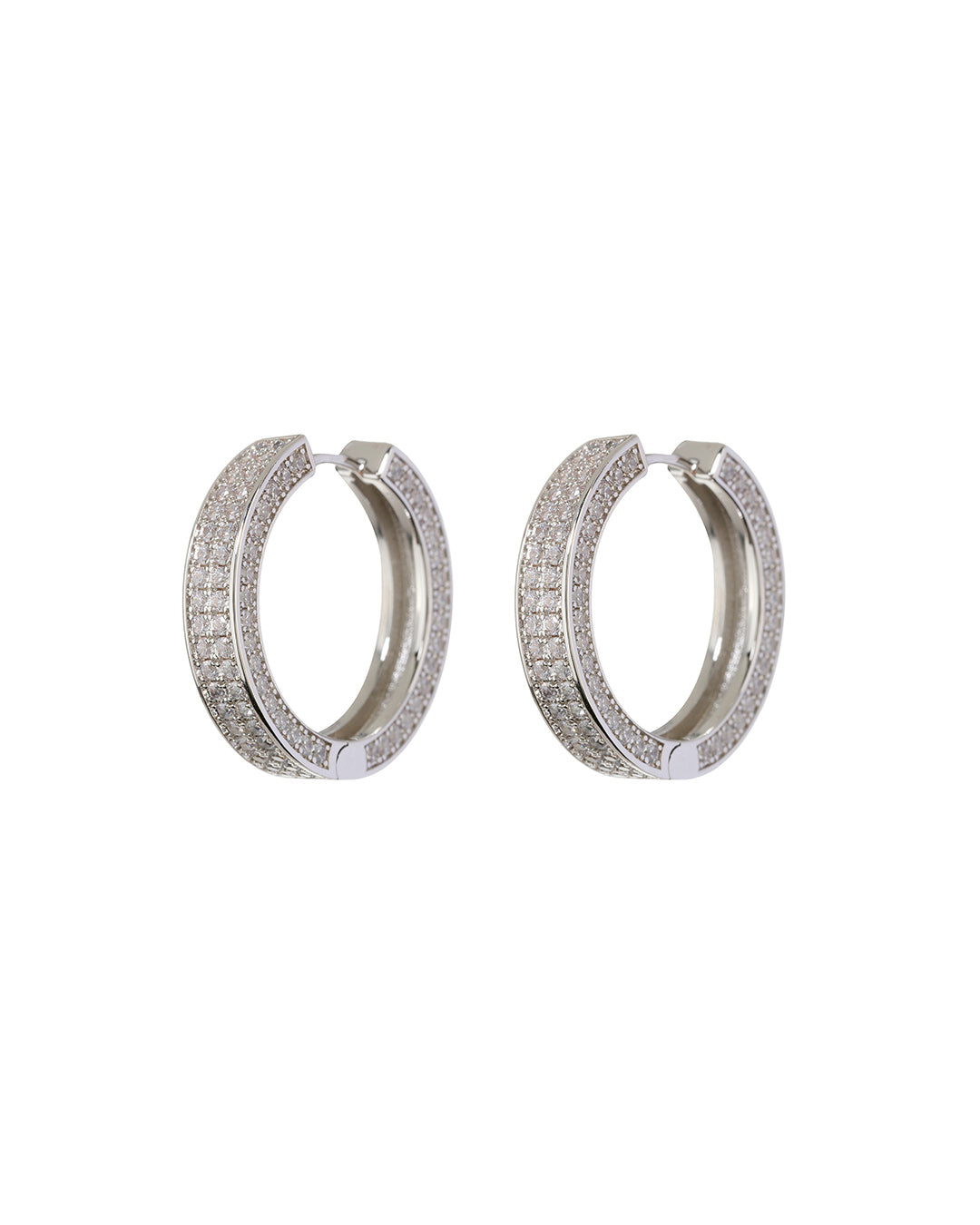 Luv AJ Pave Coco Hinge Hoops- Silver