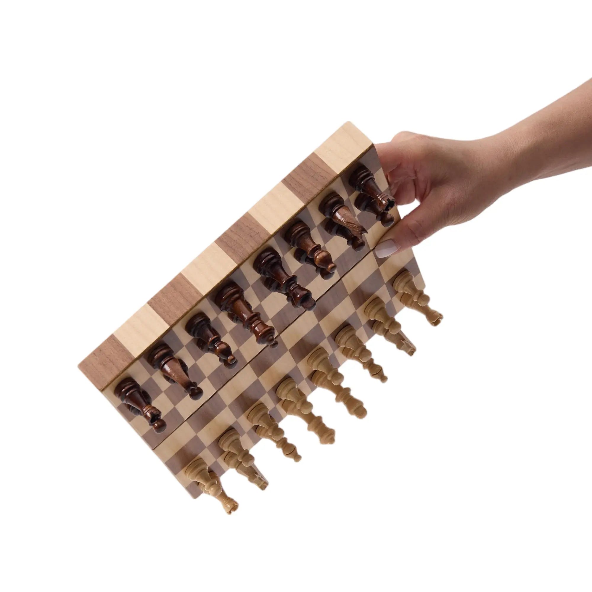 Woodronic WA-5101 | 9-Inch Magnetic Wooden Chess Set with Solid Wood Pieces