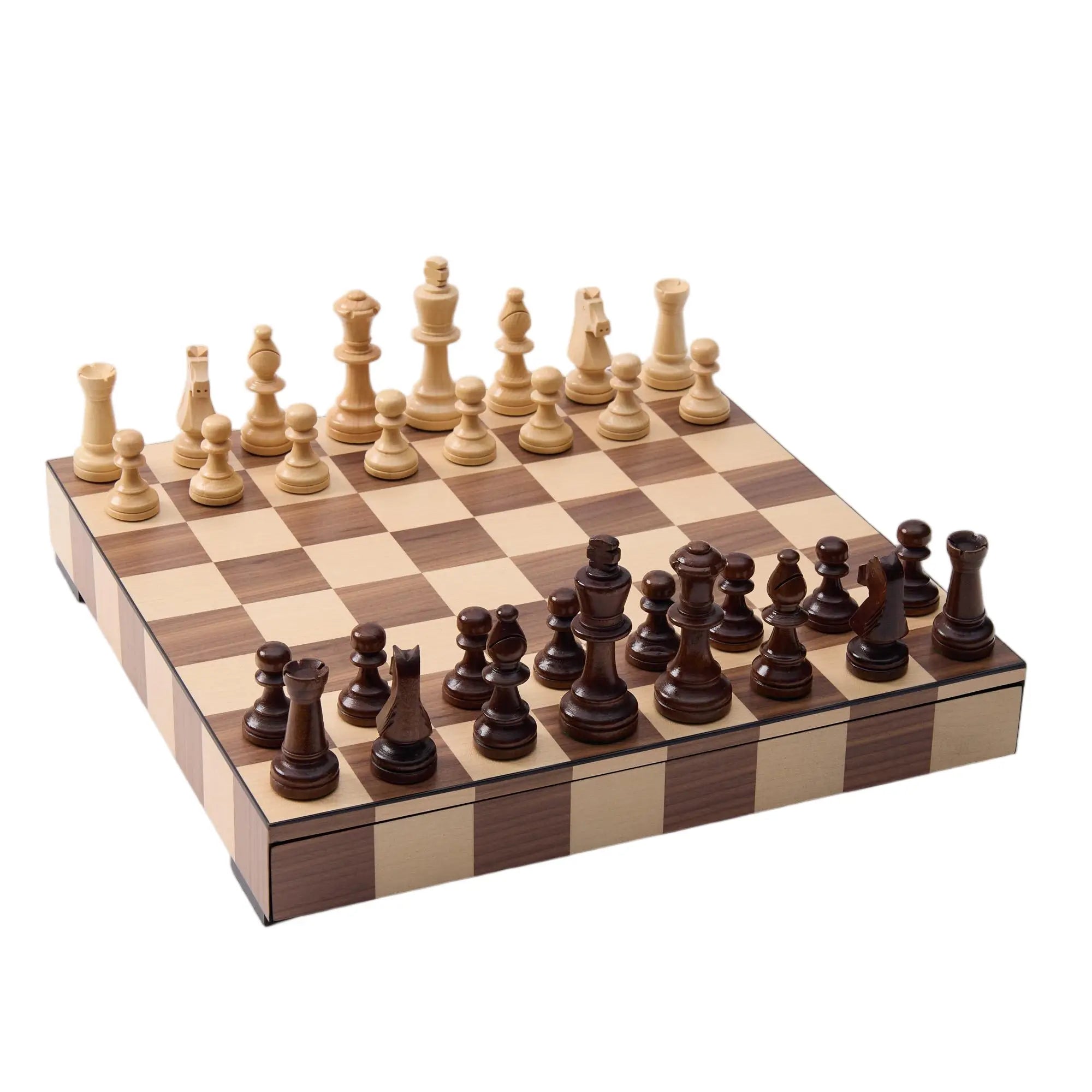Woodronic WA-5100 | 14 Inch Wooden Chess Set with Solid Wood Pieces