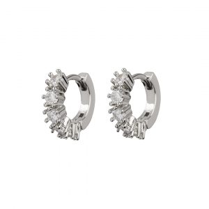 Luv AJ Diamond Bijoux Huggies- Silver