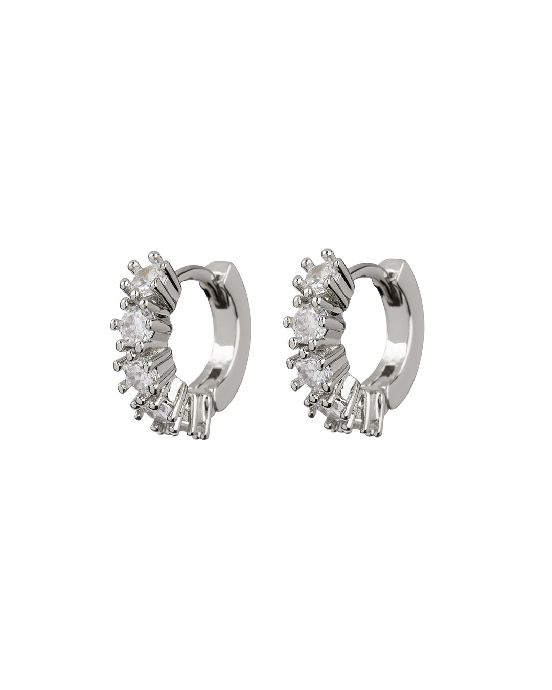 Luv AJ Diamond Bijoux Huggies- Silver