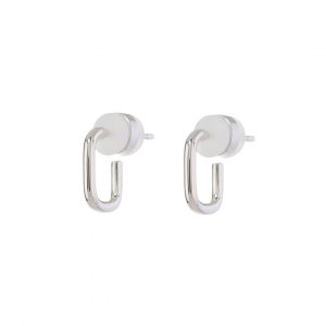 Luv AJ Petite Chain Link Huggies- Silver