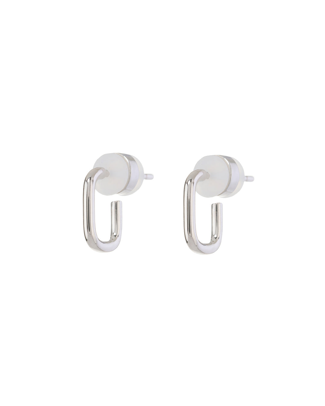 Luv AJ Petite Chain Link Huggies- Silver