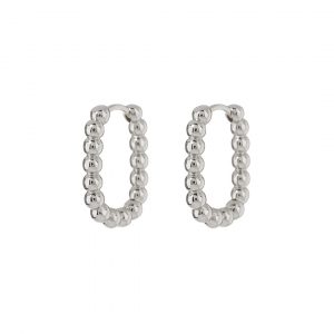 Luv AJ Beaded Chain Link Huggies- Silver