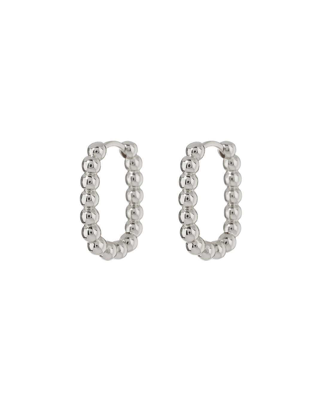 Luv AJ Beaded Chain Link Huggies- Silver