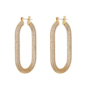 Luv AJ Pave Amber Hoops- Gold