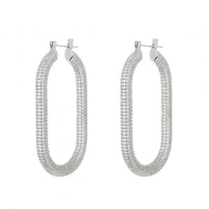 Luv AJ Pave Amber Hoops- Silver