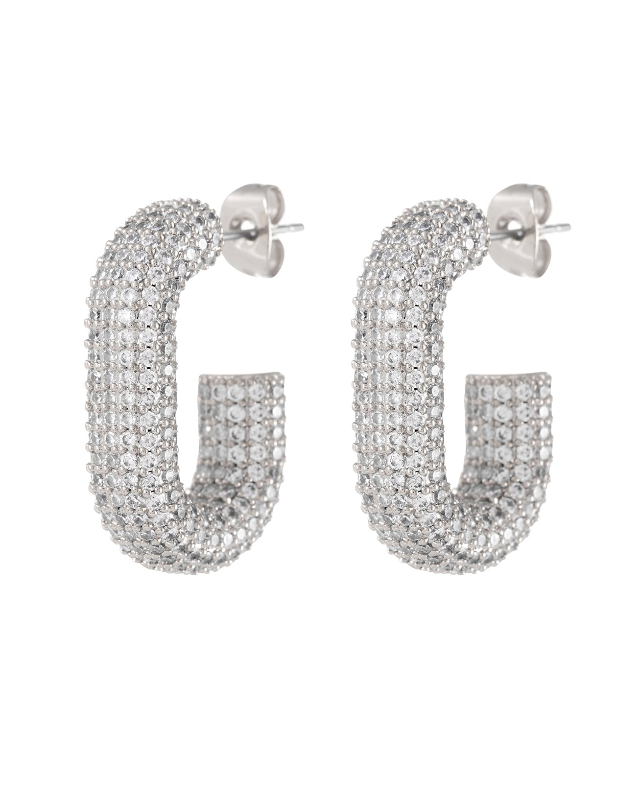 Luv AJ Pave Bijou Loop Hoops- Silver