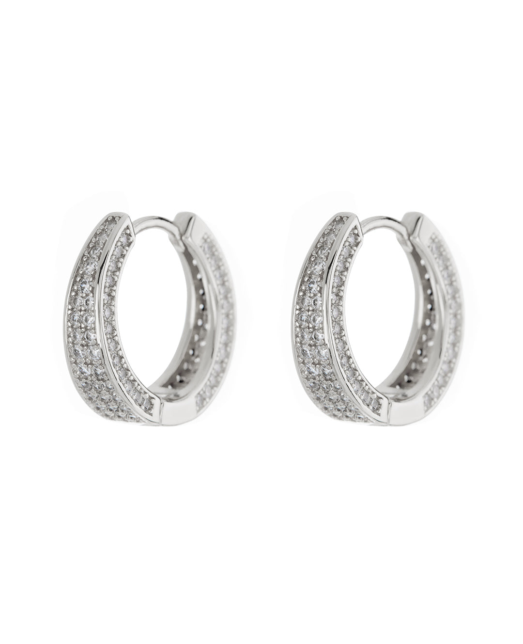 Luv AJ Pave Geneva Hoops- Silver