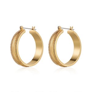 Luv AJ The Wavey Snake Chain Hoops- Gold