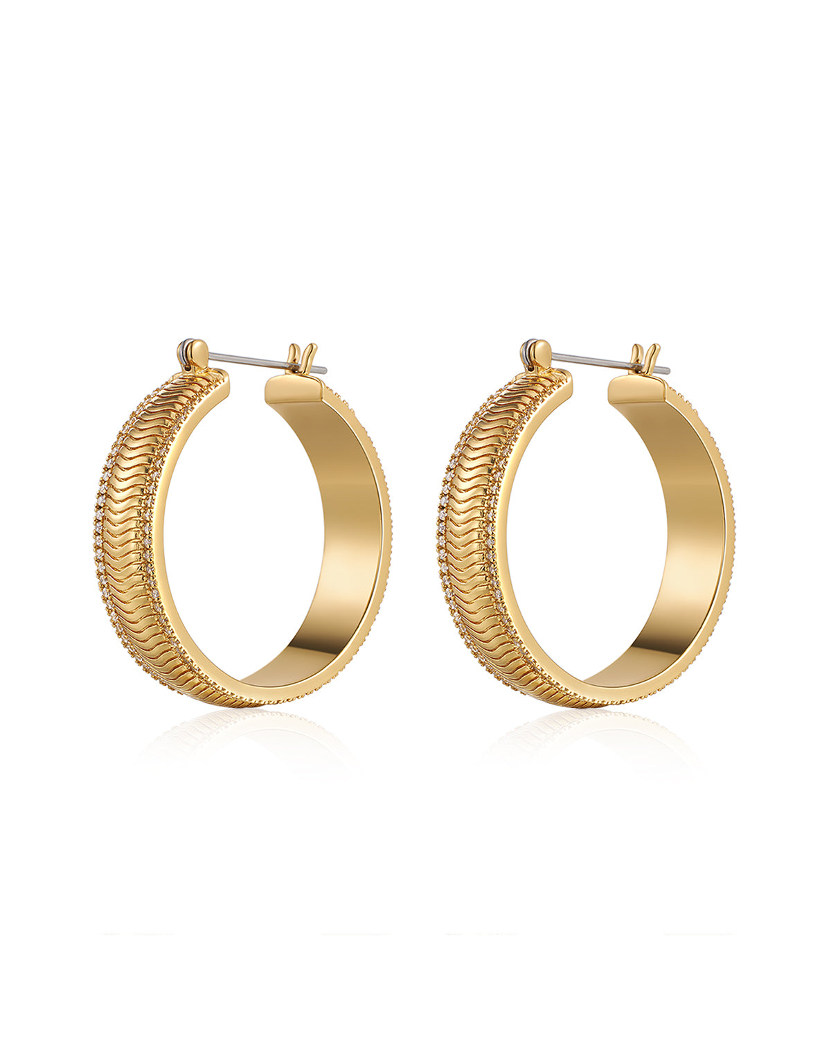 Luv AJ The Wavey Snake Chain Hoops- Gold