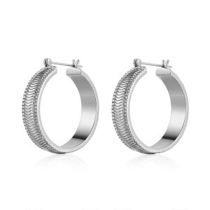 Luv AJ The Wavey Snake Chain Hoops- Silver