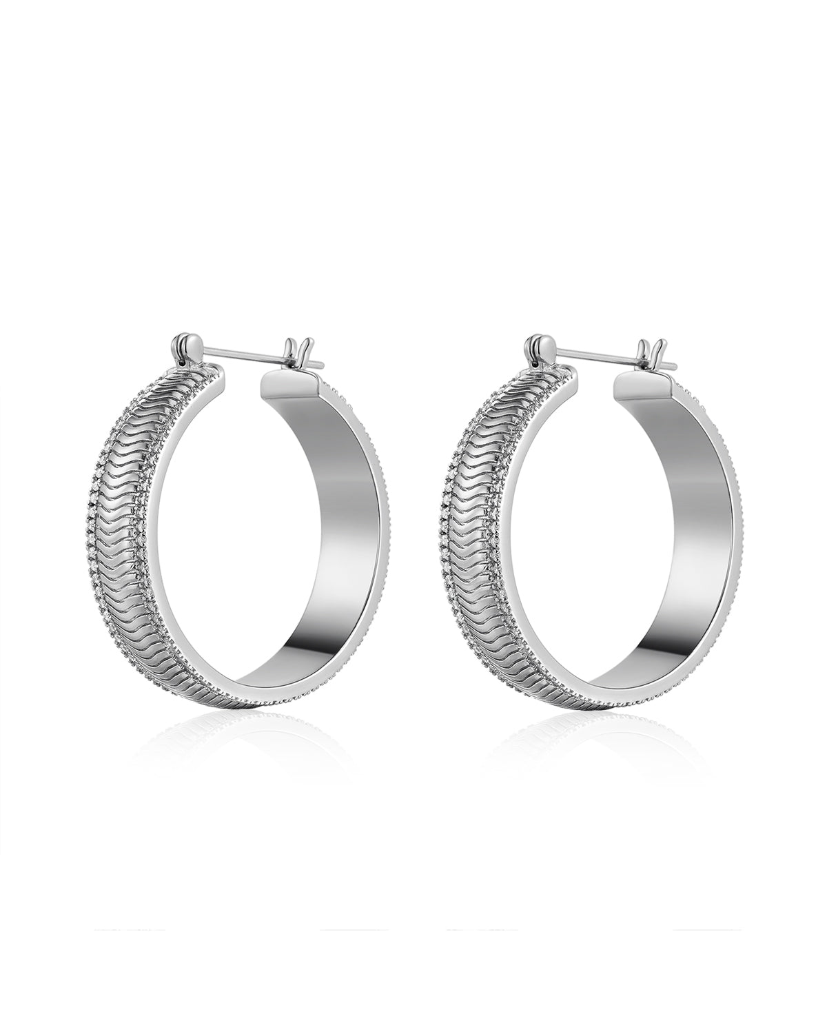 Luv AJ The Wavey Snake Chain Hoops- Silver