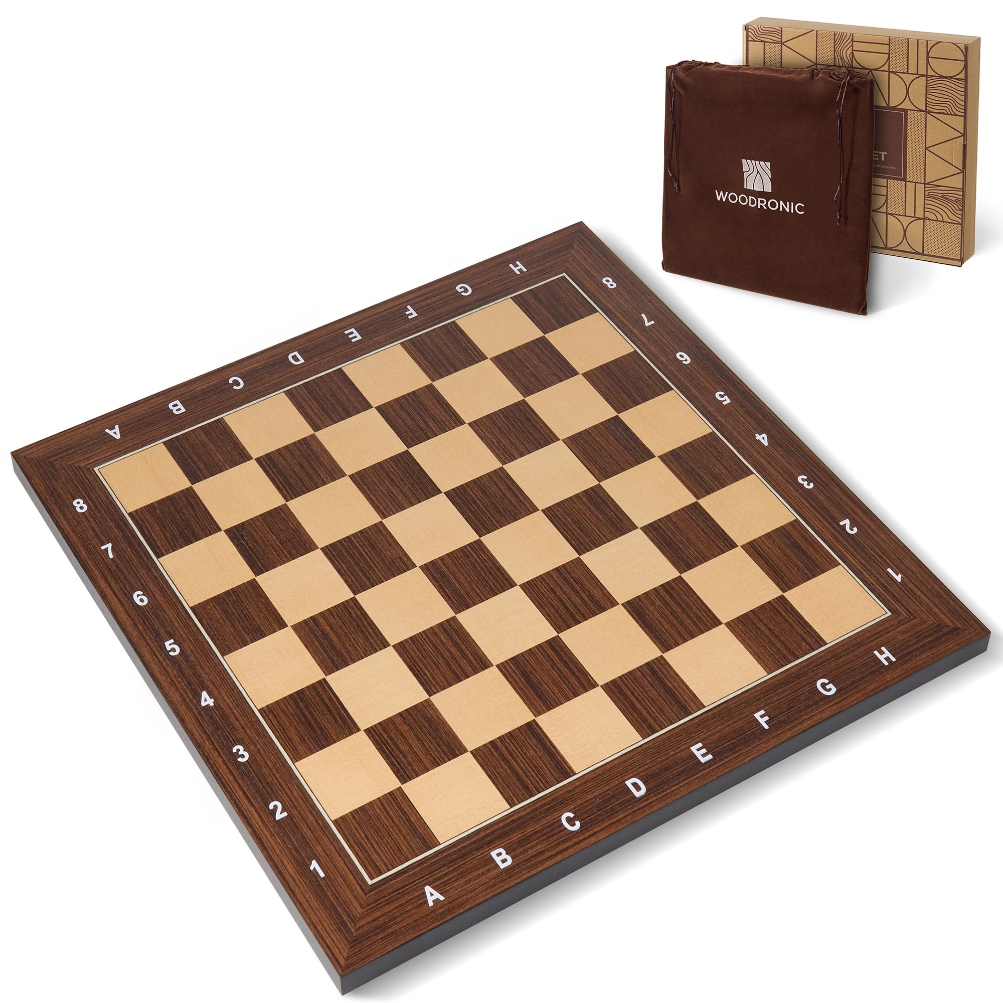 Woodronic Wenge & Maple Wooden Chess Board – 16", 19" & 21"