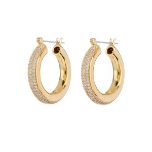 Luv AJ Pave Stripe Baby Amalfi Hoops- Gold