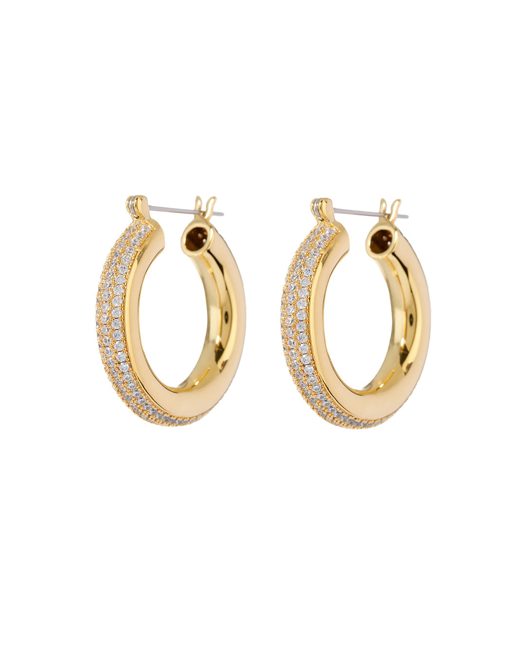 Luv AJ Pave Stripe Baby Amalfi Hoops- Gold