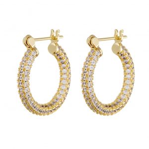 Luv AJ Pave Baby Skinny Amalfi Hoops- Gold
