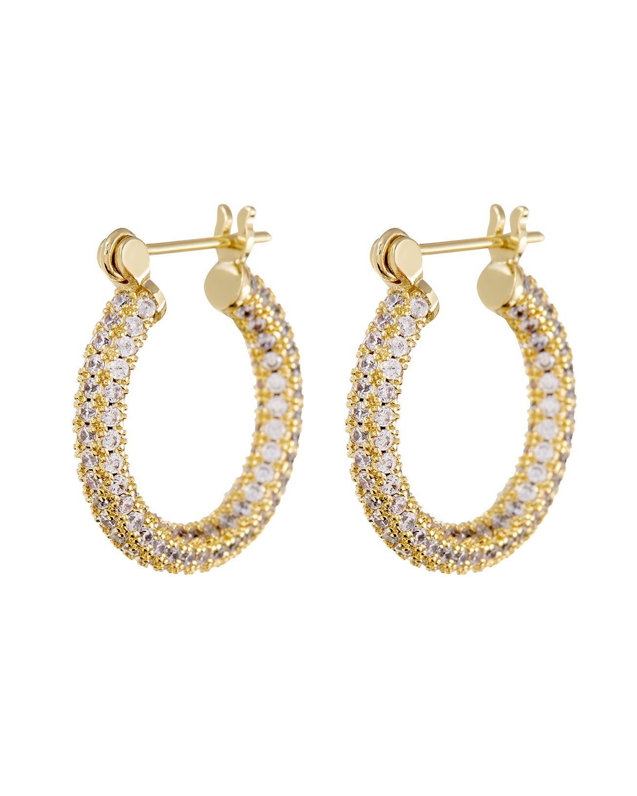 Luv AJ Pave Baby Skinny Amalfi Hoops- Gold