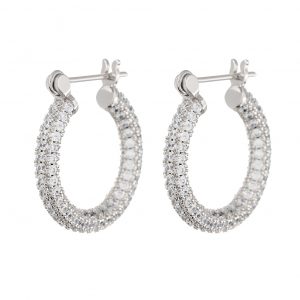 Luv AJ Pave Baby Skinny Amalfi Hoops- Silver