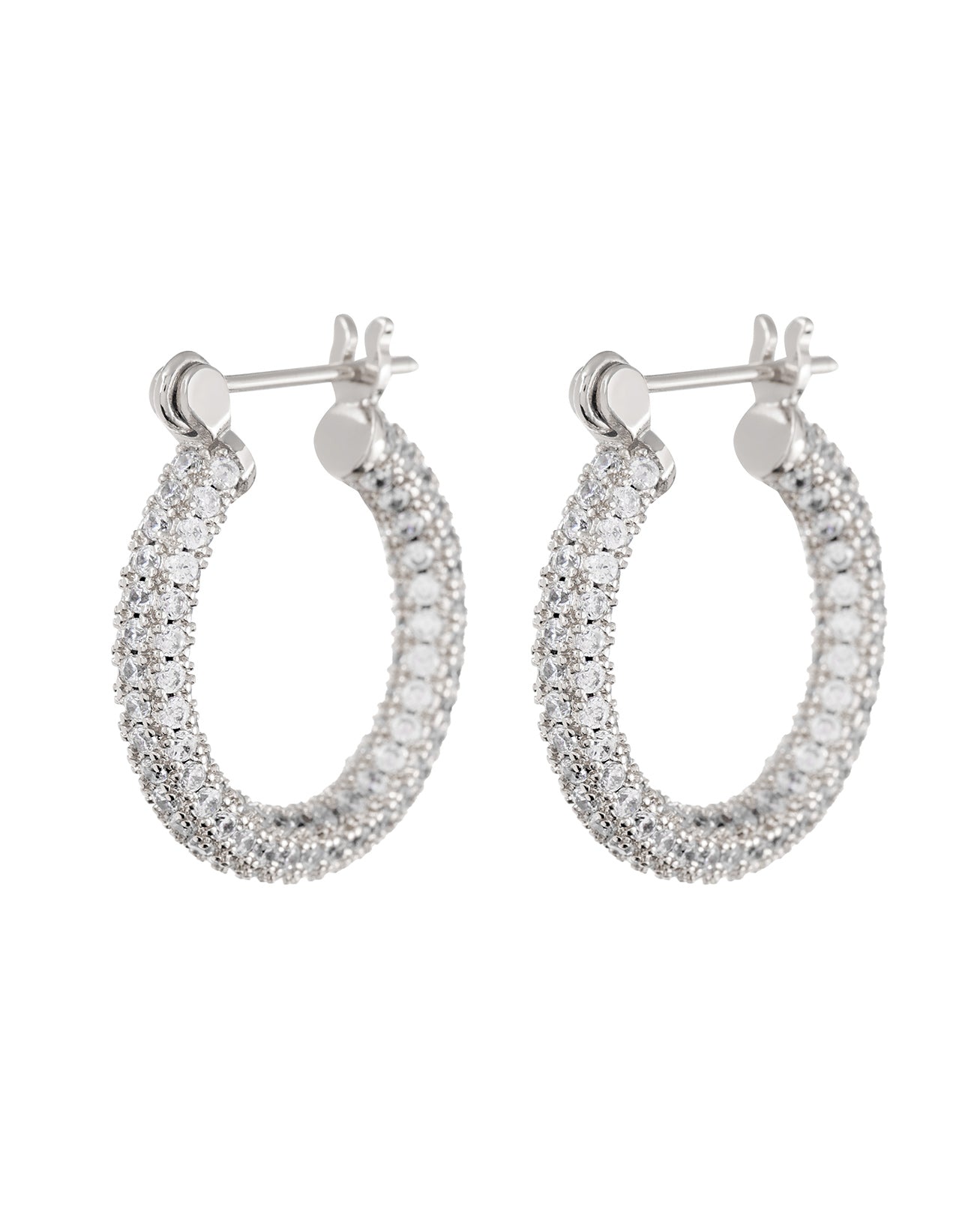 Luv AJ Pave Baby Skinny Amalfi Hoops- Silver