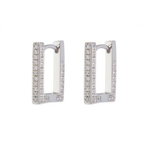 Luv AJ Pave Mini Boxer Hoops- Silver