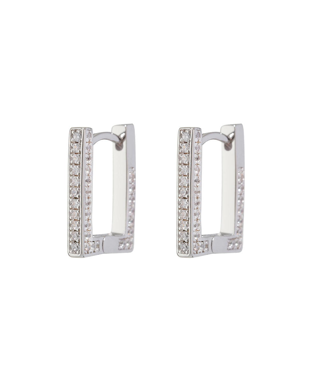 Luv AJ Pave Mini Boxer Hoops- Silver