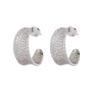 Luv AJ Pave Margot Hoops- Silver